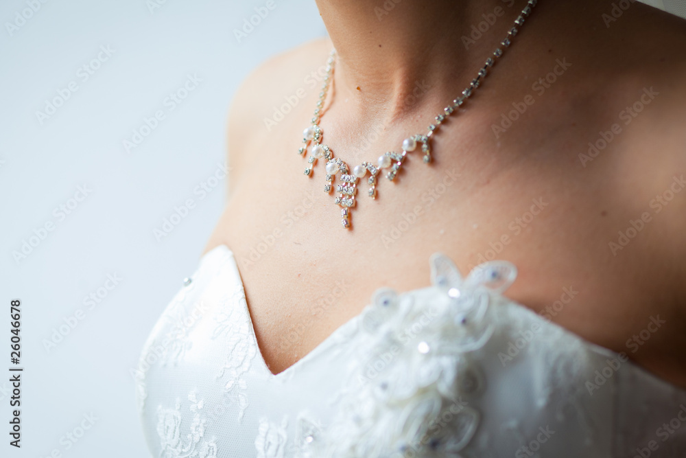 Beautiful adornment on neck of young bride