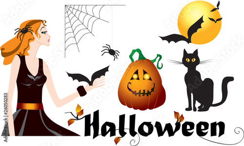 Set of halloween symbols