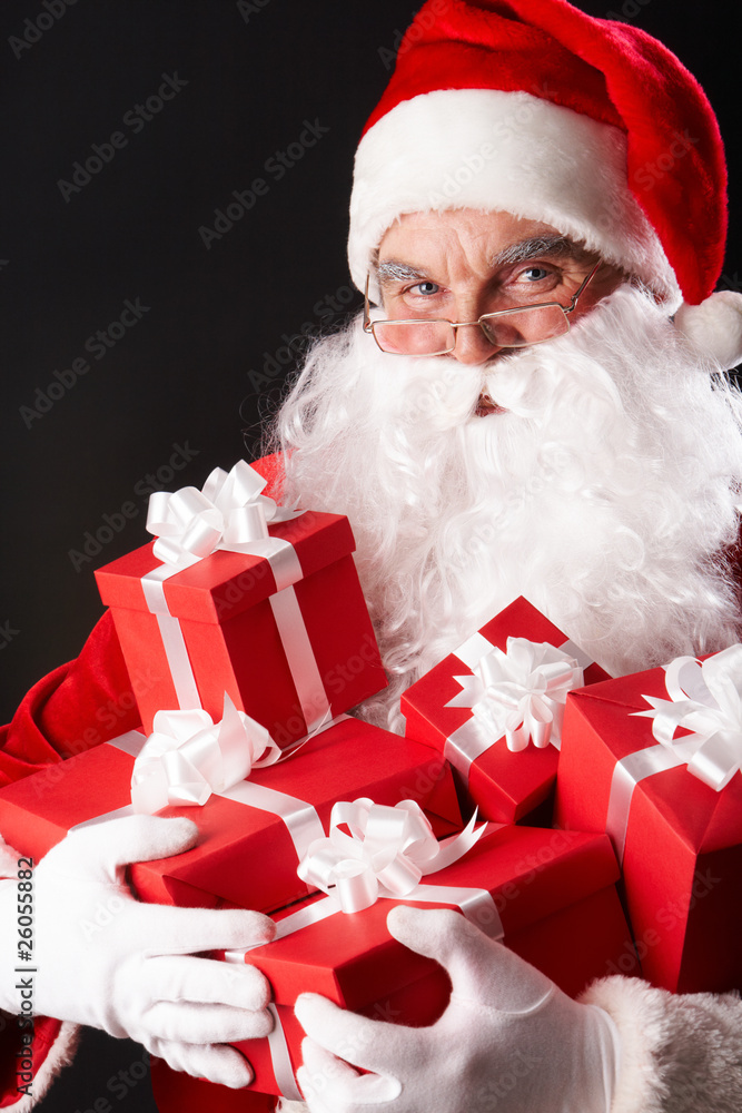 Santa with giftboxes Santa with giftboxes