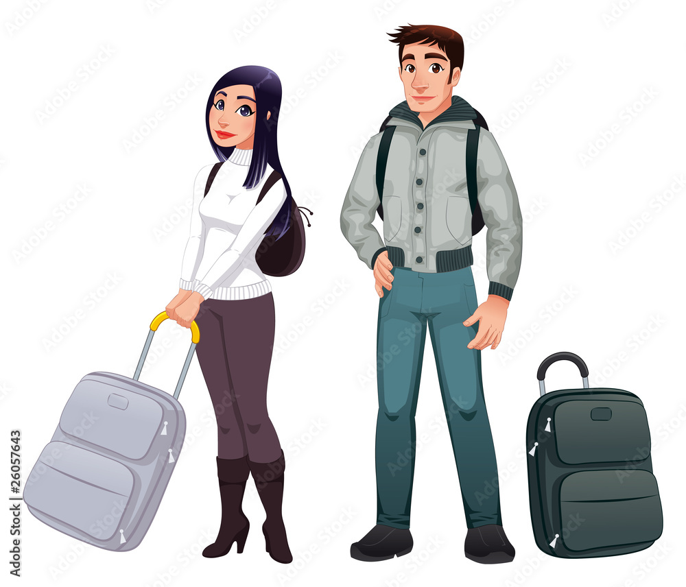 People in transit. Vector characters, isolated objects