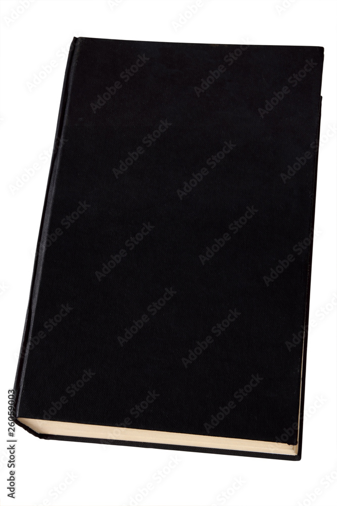 Old black hardback book isolated on white. Old black hardback book isolated on white.