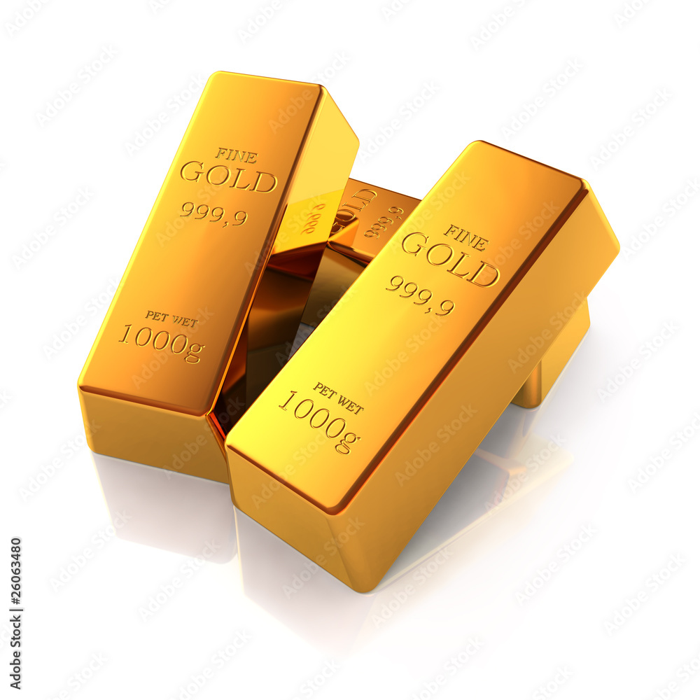 Gold bars isolated on white background Gold bars isolated on white background