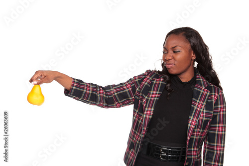 Pear disgust - African American businesswoman