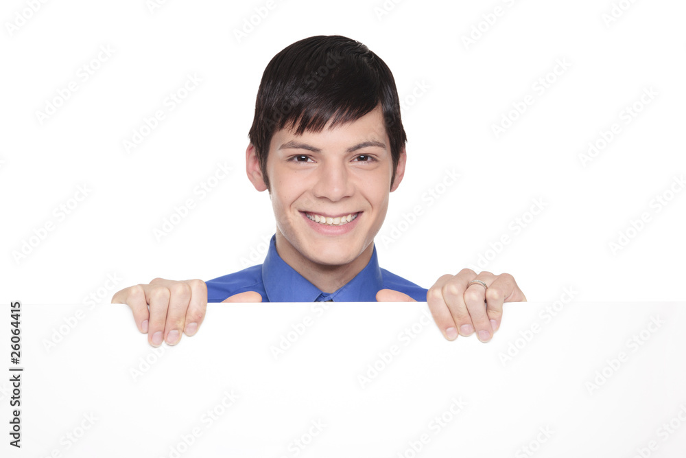 Blank Sign - Caucasian businessman holding empty placard Blank Sign - Caucasian businessman holding empty placard