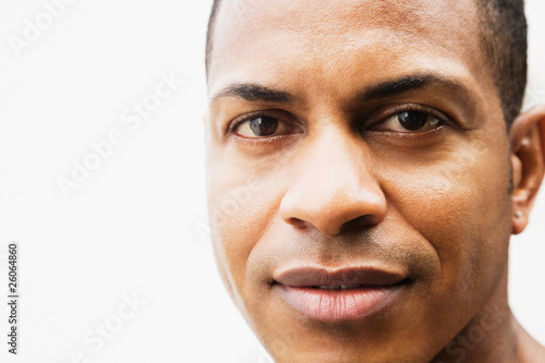 Close up of mixed race man