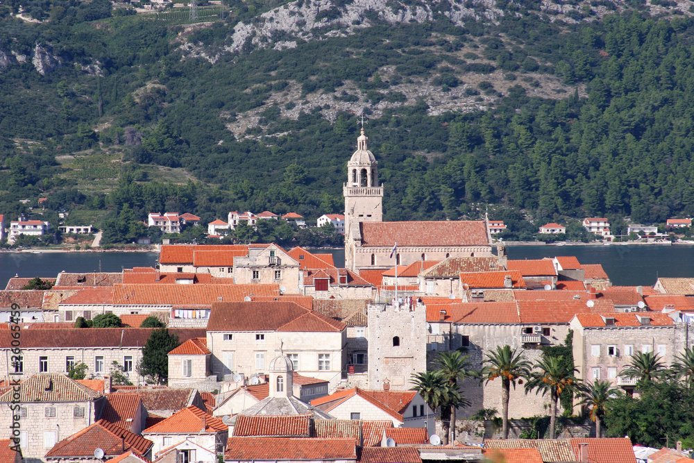 Fototapeta premium Korcula. Small island city near Dubrovnik in Croatia.
