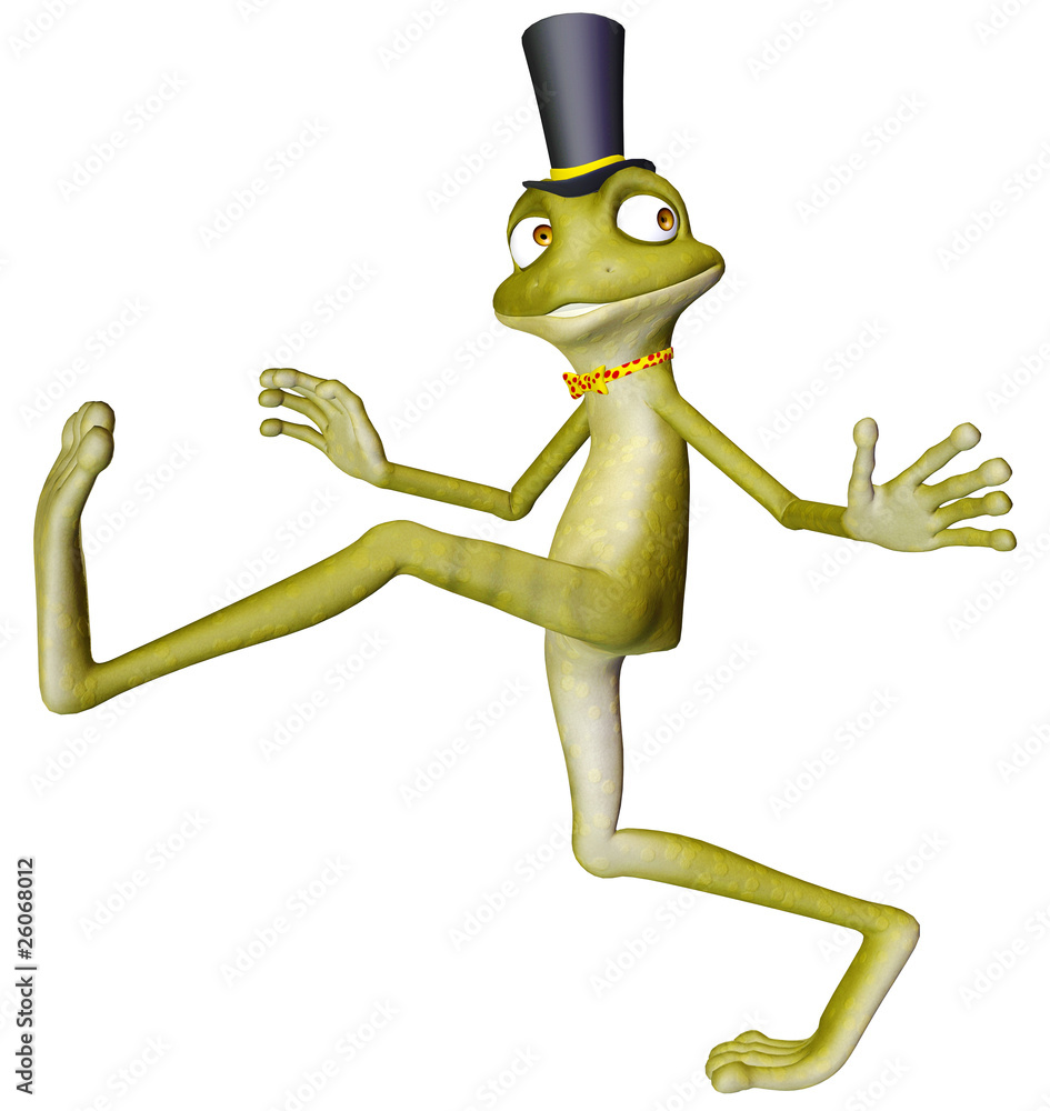 frog cartoon style walk Stock Illustration