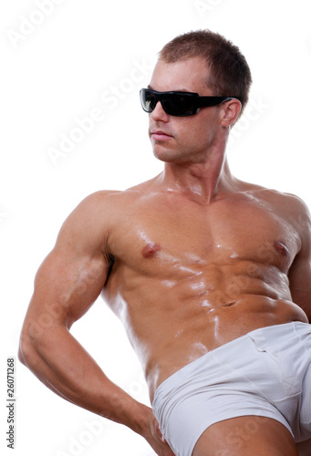 Portrait of young bodybuilder man.