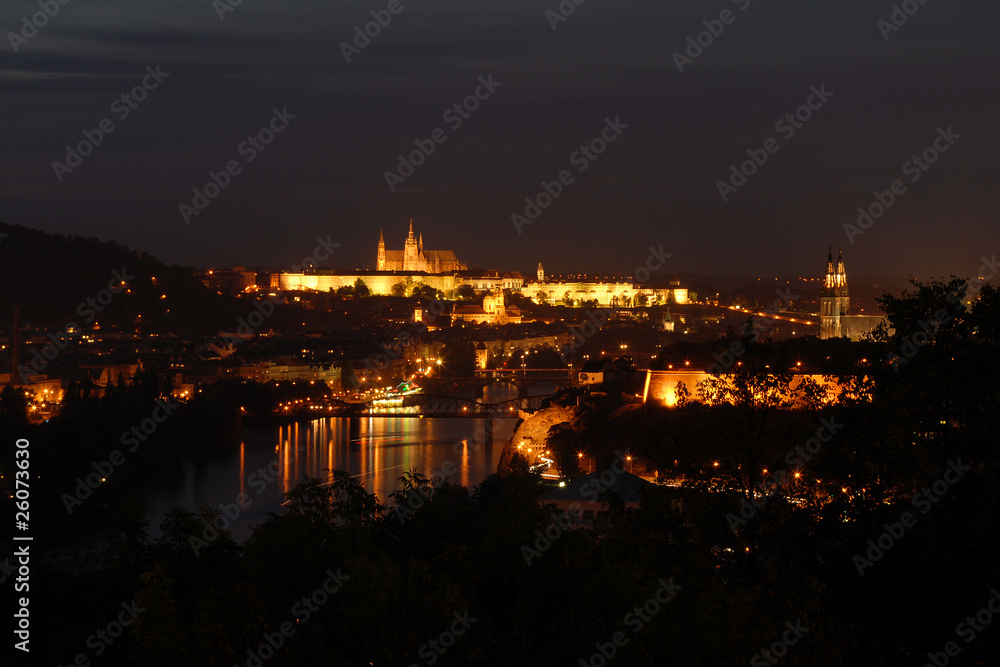 Prague by Night, night Prague Castle, Hradcany
