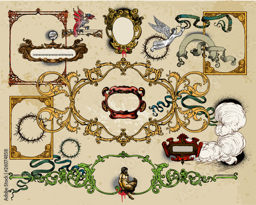 Antique frame decoration elements