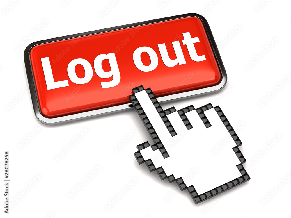 Log out button and hand cursor Log out button and hand cursor
