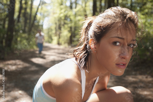 Hispanic woman on nature trail