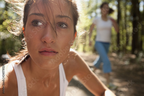 Hispanic woman on nature trail