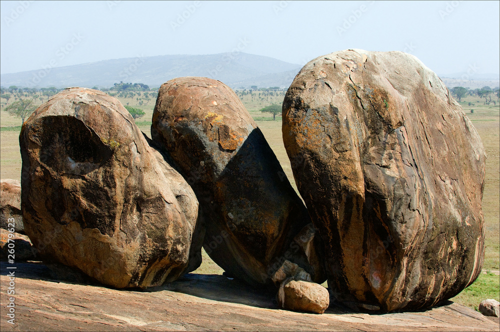 Three big boulders.