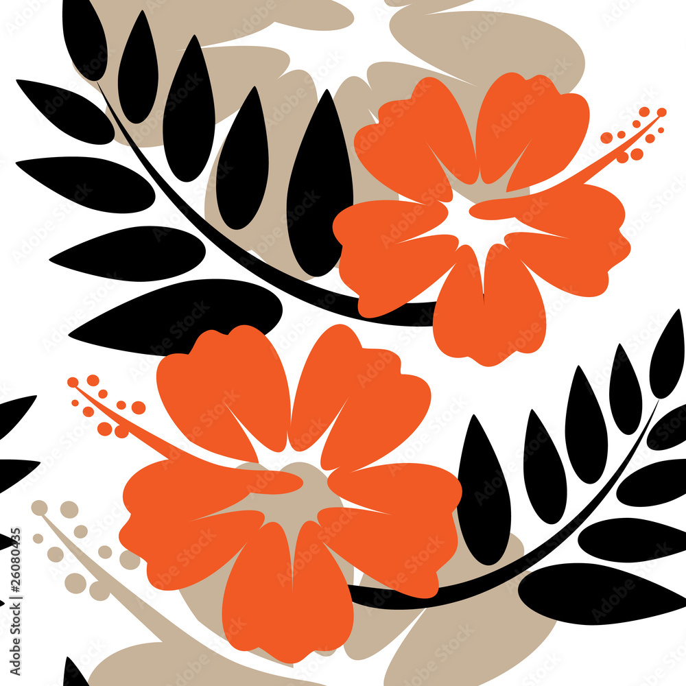 Seamless Hibiscus flower Background Stock Vector | Adobe Stock