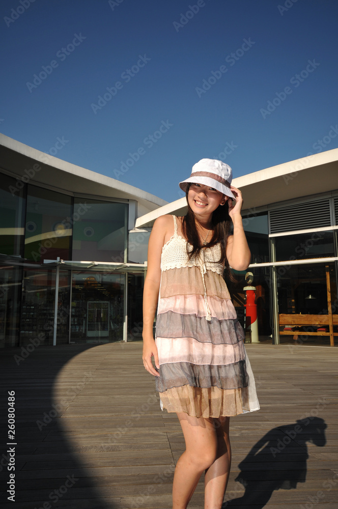 Chinese Asian Tourist Girl shopping