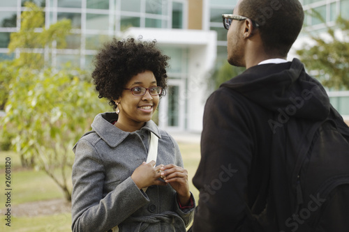 Couple talking outdoors