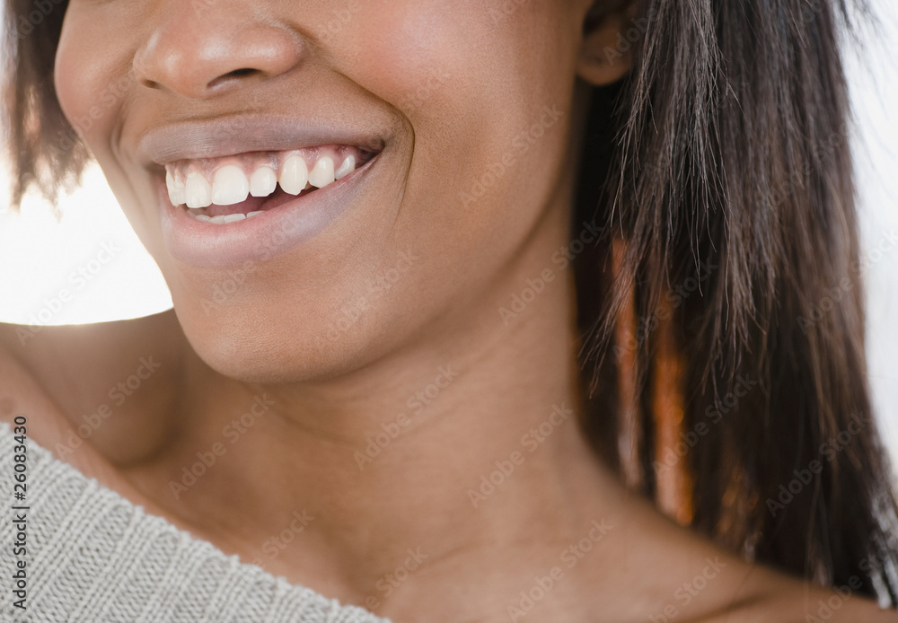 Close up of mixed race woman smiling Close up of mixed race woman smiling