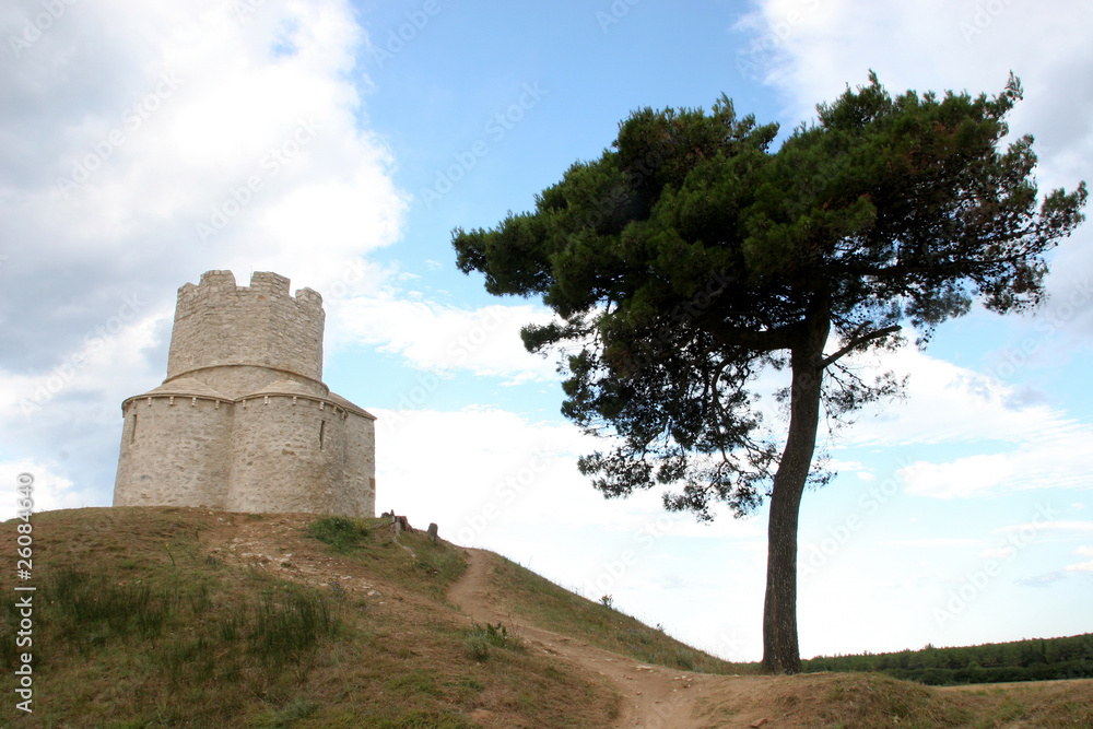 Ancient church on the hill in Nin, Croatia