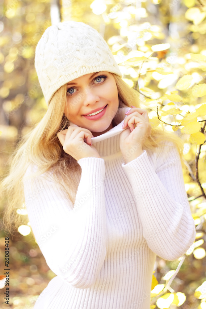 Portrait of a beautiful girl on a background of autumn Portrait of a beautiful girl on a background of autumn