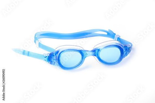 Blue goggles isolated on white