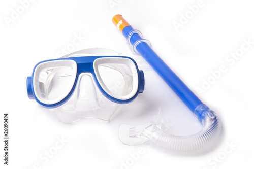 Goggles with snorkel isolated on white