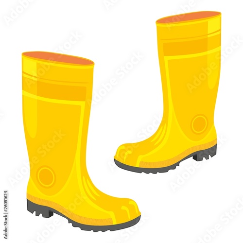 fully editable vector illustration of isolated rubber boots