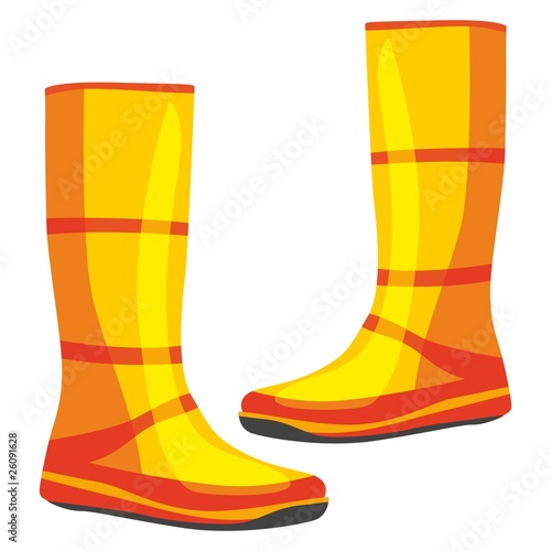 fully editable vector illustration of isolated rubber boots