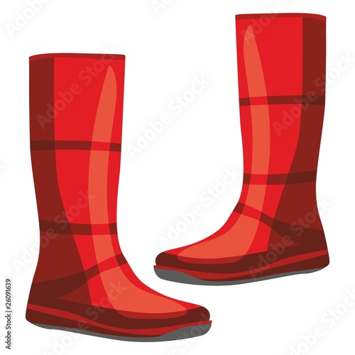 fully editable vector illustration of isolated rubber boots