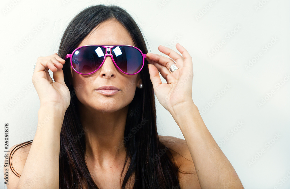 Portrait of beautiful girl with sunglasses Portrait of beautiful girl with sunglasses