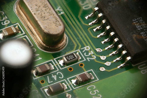 Part of PCB printed-circuit board macro closeup