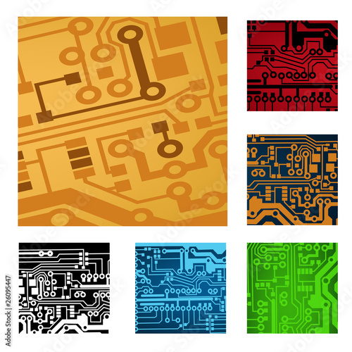 set of circuit board parts, vector