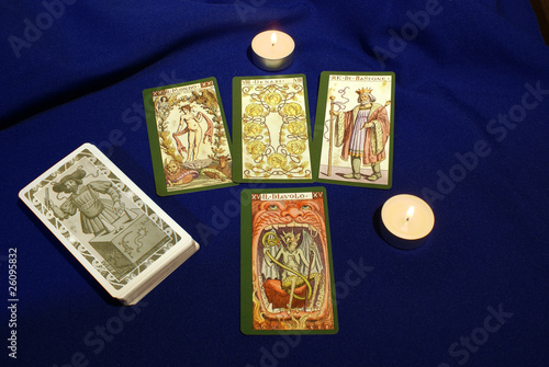 Tarot cards with candles