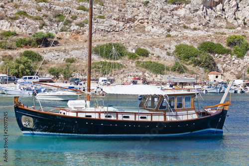 Old boat in the harbor  Greece