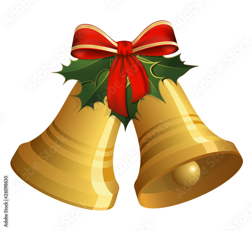 Christmas bells with holly and bow