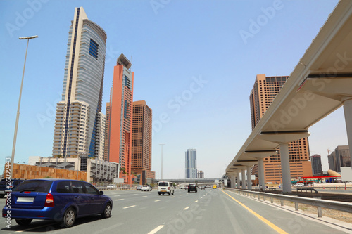 trunk road and skyscrapers