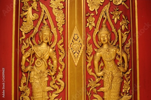 Thai style molding art at the door