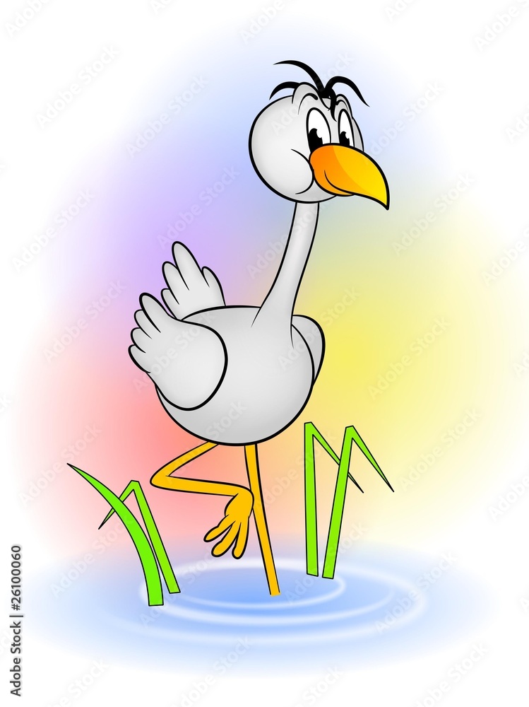 An illustration of cute crane bird cartoon An illustration of cute crane bird cartoon