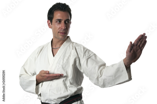 Billede på lærred Karateka sur fond blanc
