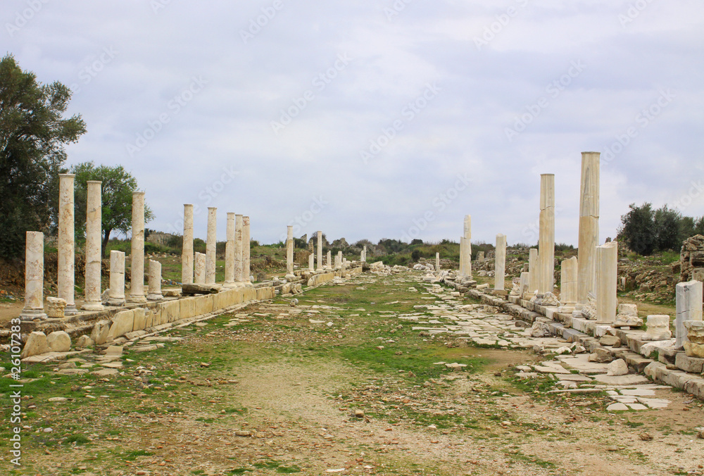 Ruins of ancient roman temple in Side, Turkey