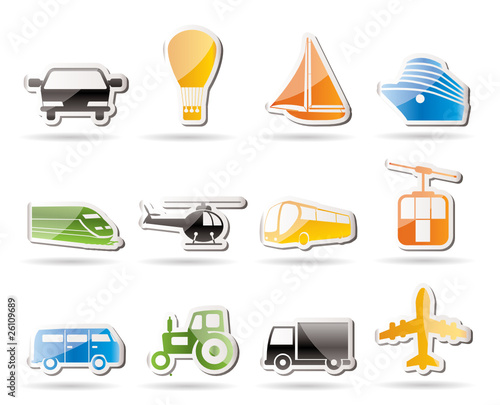 Simple Transportation and travel icons - vector icon set
