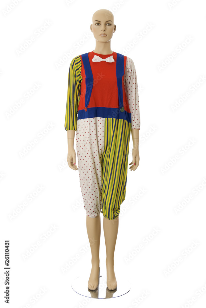 Female mannequin in clown clothing | Isolated