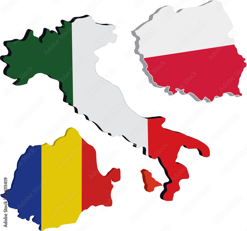 Fototapeta premium maps italy poland romania