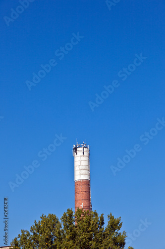 chimney of old abandoned industrial building