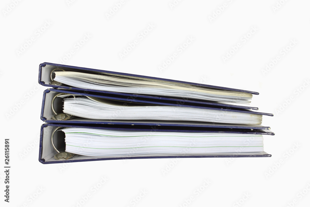 Folder stack with papers on white background. Folder stack with papers on white background.