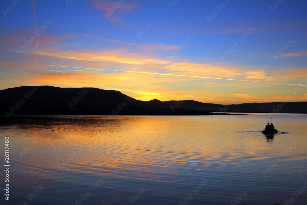 fishing on morning lake