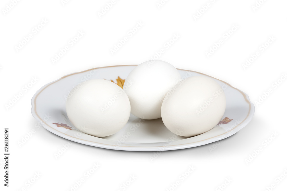 White eggs on a plate White eggs on a plate