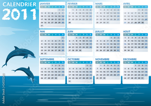 Calendrier 2011 océan, vecteur