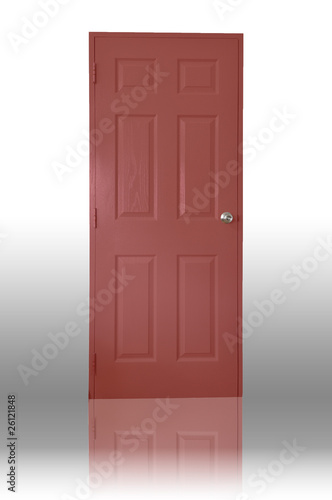 Fototapeta Naklejka Na Ścianę i Meble -  Red wood door with reflect