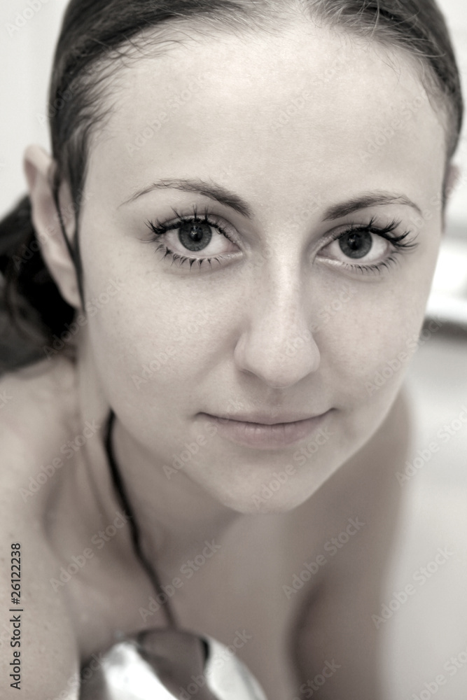 young beautiful woman relaxing taking a shower young beautiful woman relaxing taking a shower